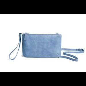 Burano Single Pocket Crossbody Wristlet Clutch Ocean Blue Leather NWT